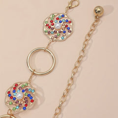 Boho Hollow Out Waist Chain Faux Pearl Rhinestone Decor Belt