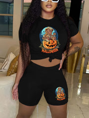  Halloween Casual Outfits Bear Pumpkin Two Piece Set