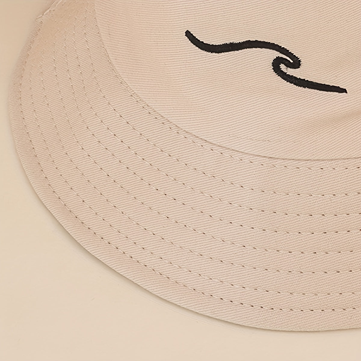 Beige Embroidery Fishermans Hat Small Basin Cap for Outdoor Activities All Seas