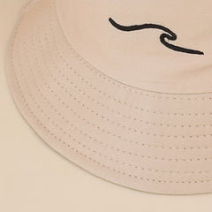 Beige Embroidery Fishermans Hat Small Basin Cap for Outdoor Activities All Seas