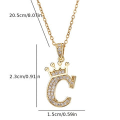 Zircon Inlaid Alphabet Necklace 18K Plated Clavicle Chain for Women