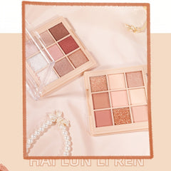 9 Shade Earth Tone Eyeshadow Palette Matte & Sequins Finish