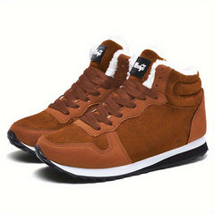 Plush Lined Suede Snow Boots Round Toe High Top Non Slip