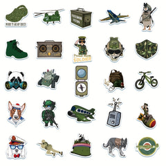 50pcs Cartoon Military Equipment Graffiti Stickers for Laptop Trunk