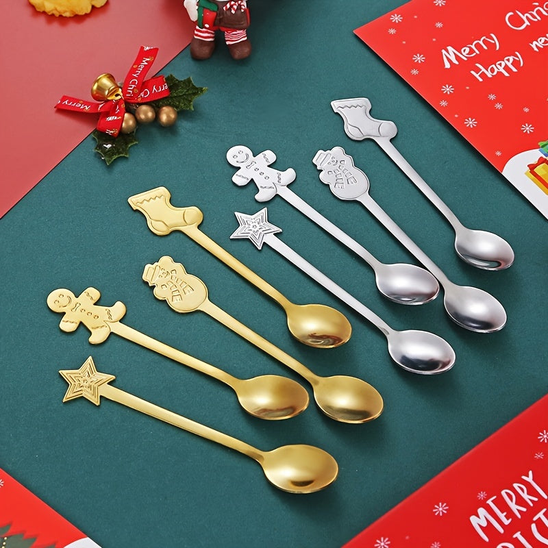 4pcs Gingerbread Man Christmas Tableware Spoon Creative Coffee Spoon