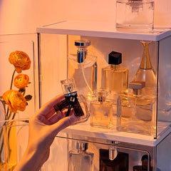 Stackable Perfume Display Case Stand with Ladder Shelf