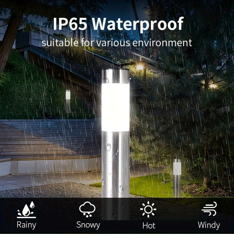 2pcs Solar Outdoor LED Light Stainless Steel Waterproof Modern Design