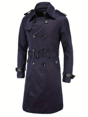 Men's Double Breasted Trench Coat Casual Lapel Overcoat