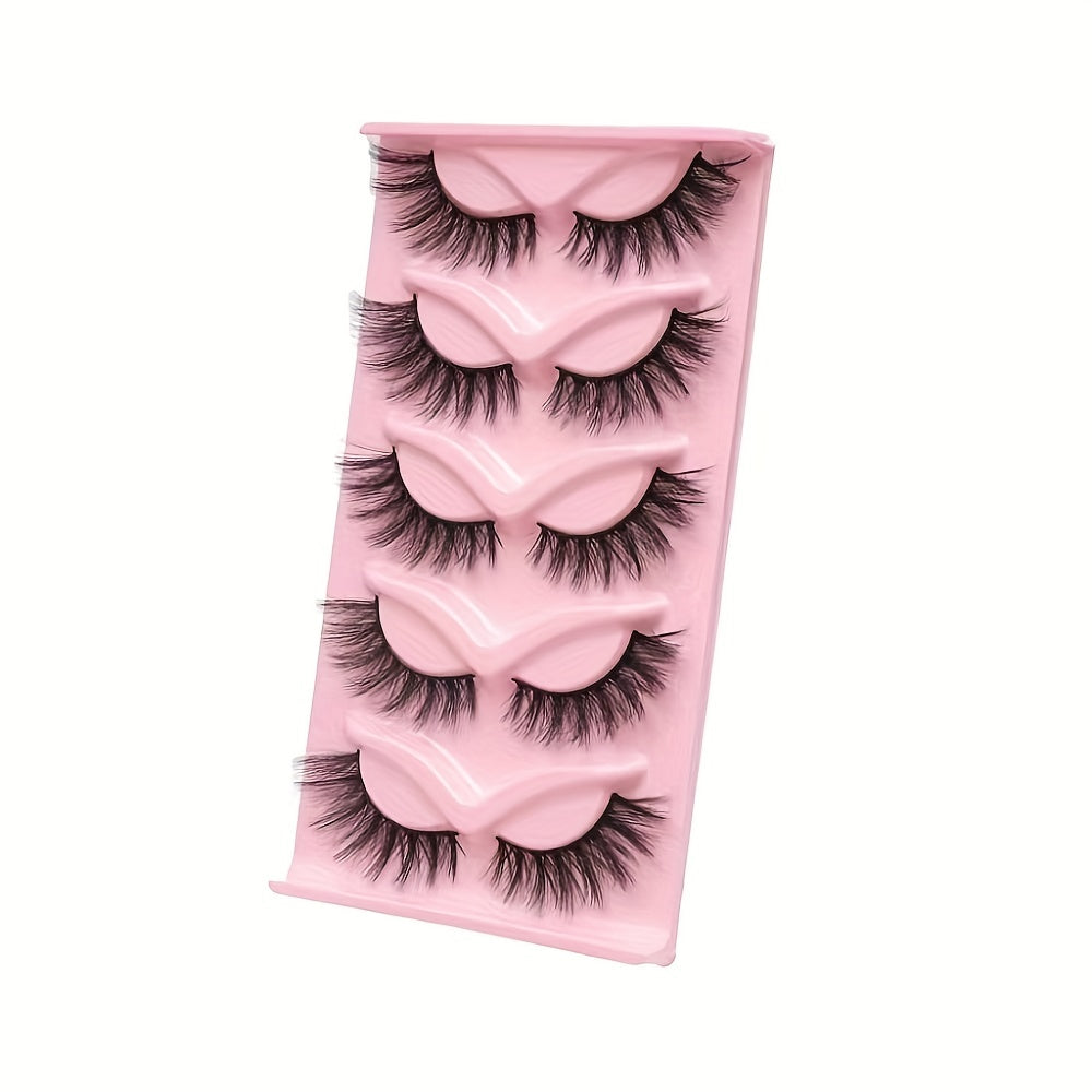 5 Pairs Faux Mink 3D False Eyelashes Natural Cat Eye Curling Thick Eyelashes