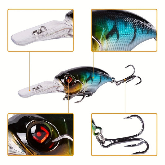 8pcs Crankbait Fishing Lures Wobbler Hard Bait 3D Eyes Freshwater Saltwat