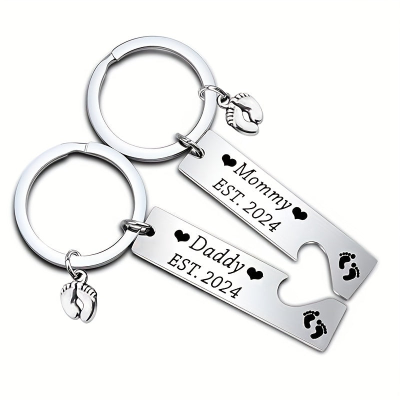 Engraved Keychains for Mom & Dad - Stainless Steel - Commemorative Gift Set