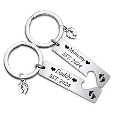 Engraved Keychains for Mom & Dad - Stainless Steel - Commemorative Gift Set