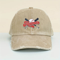 MAMA Ponytail Ripped Baseball Cap Washed Distressed Dad Hat