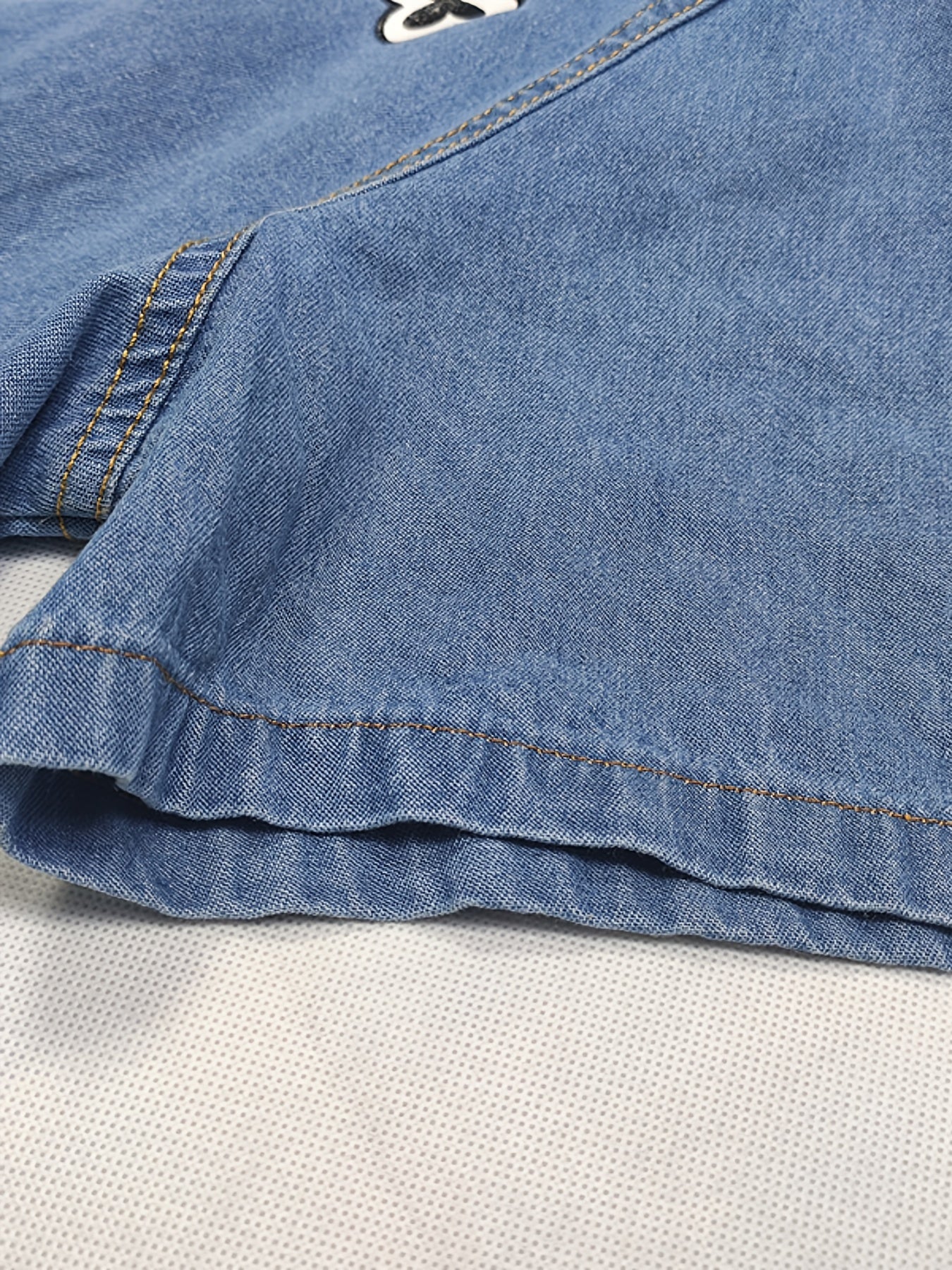 Embroidery Crochet Pattern Denim A-Line Dress