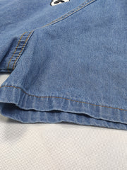 Embroidery Crochet Pattern Denim A-Line Dress