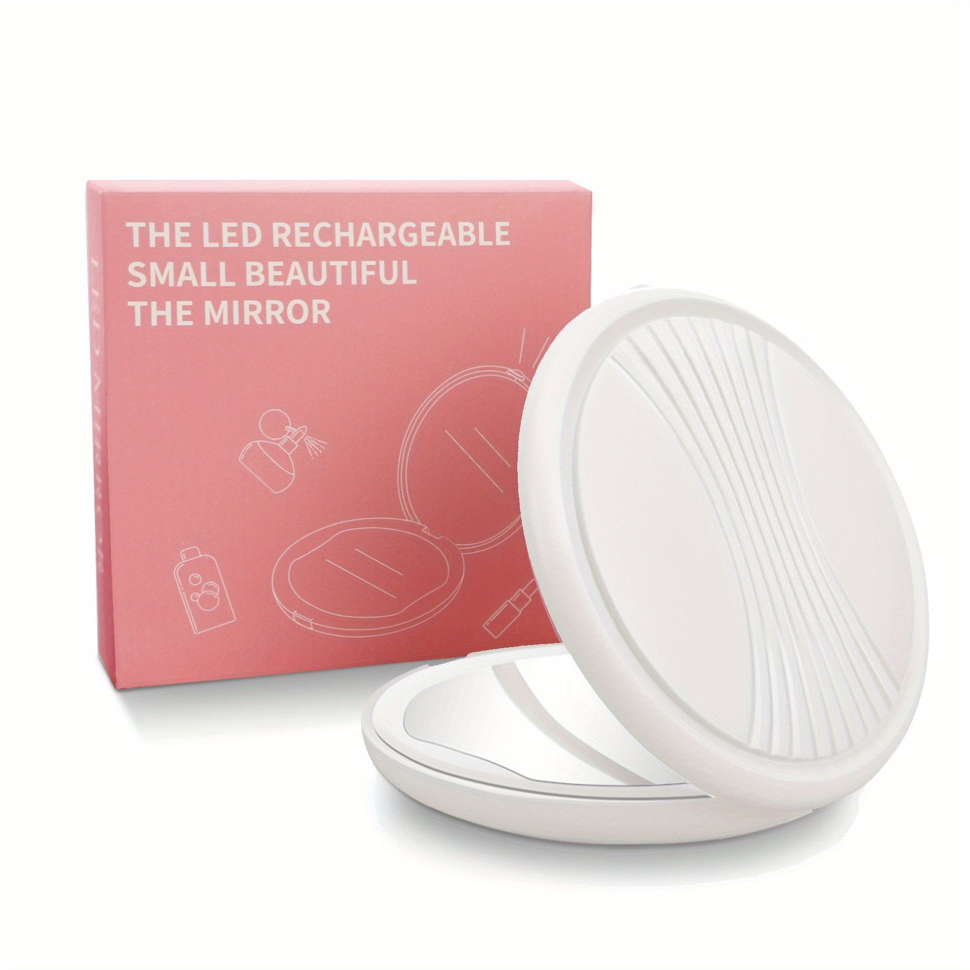 Portable Makeup Mirror with Lights Handheld Foldable Double Sided 1x 5x Mag