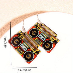 Y2K Music Tape Record Radio Dangle Earrings Acrylic Material
