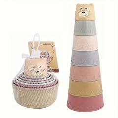 7pcs Bread Stacking Cups Multiple Colors Creative Early Education Toy