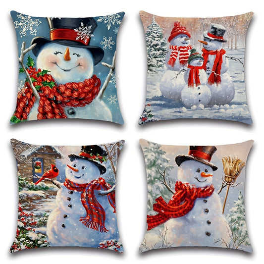 Christmas Pillow Covers Snowmen Christmas Tree Cushion Cover