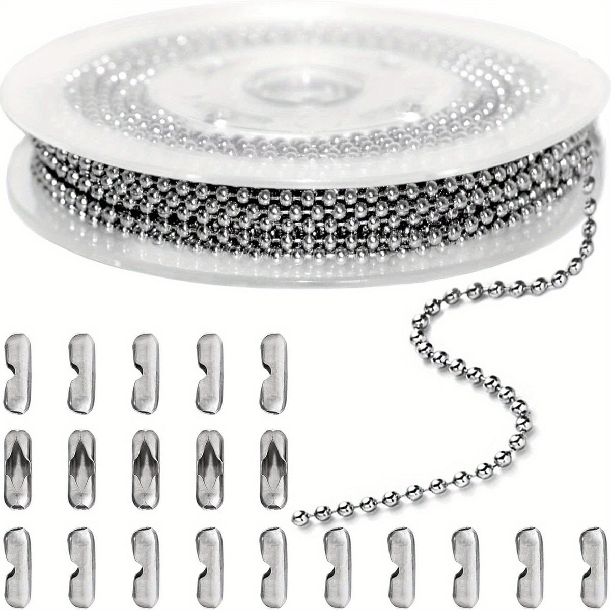 16ft 2.4mm Stainless Steel Ball Chain Roll Beading Jewelry Supplies