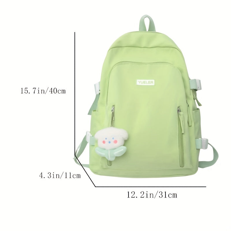 Casual Solid Backpack Zipper Large Capacity Rucksack School Bag