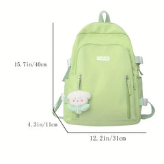 Casual Solid Backpack Zipper Large Capacity Rucksack School Bag