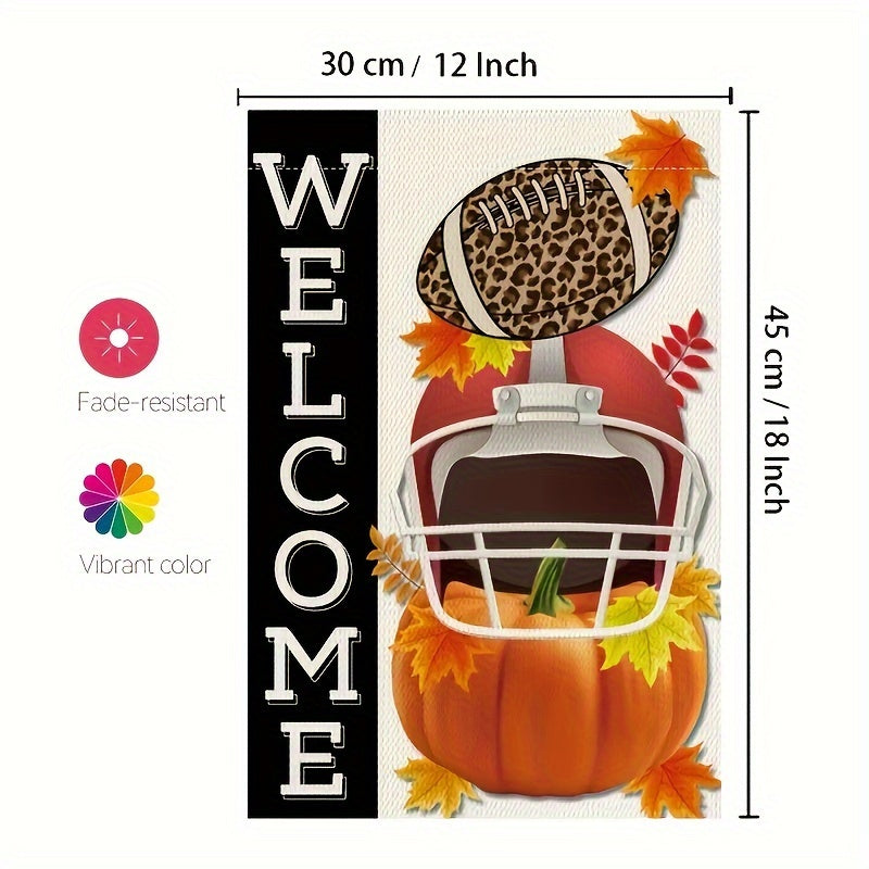 Football Welcome Garden Flag Burlap Maple Leaves Outdoor Decor