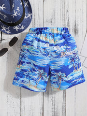 Boys Teen Coconut Tree Print Shorts for Summer