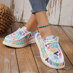 Women's Graffiti Pattern Canvas Shoes Casual Lace Up Outdoor Shoes