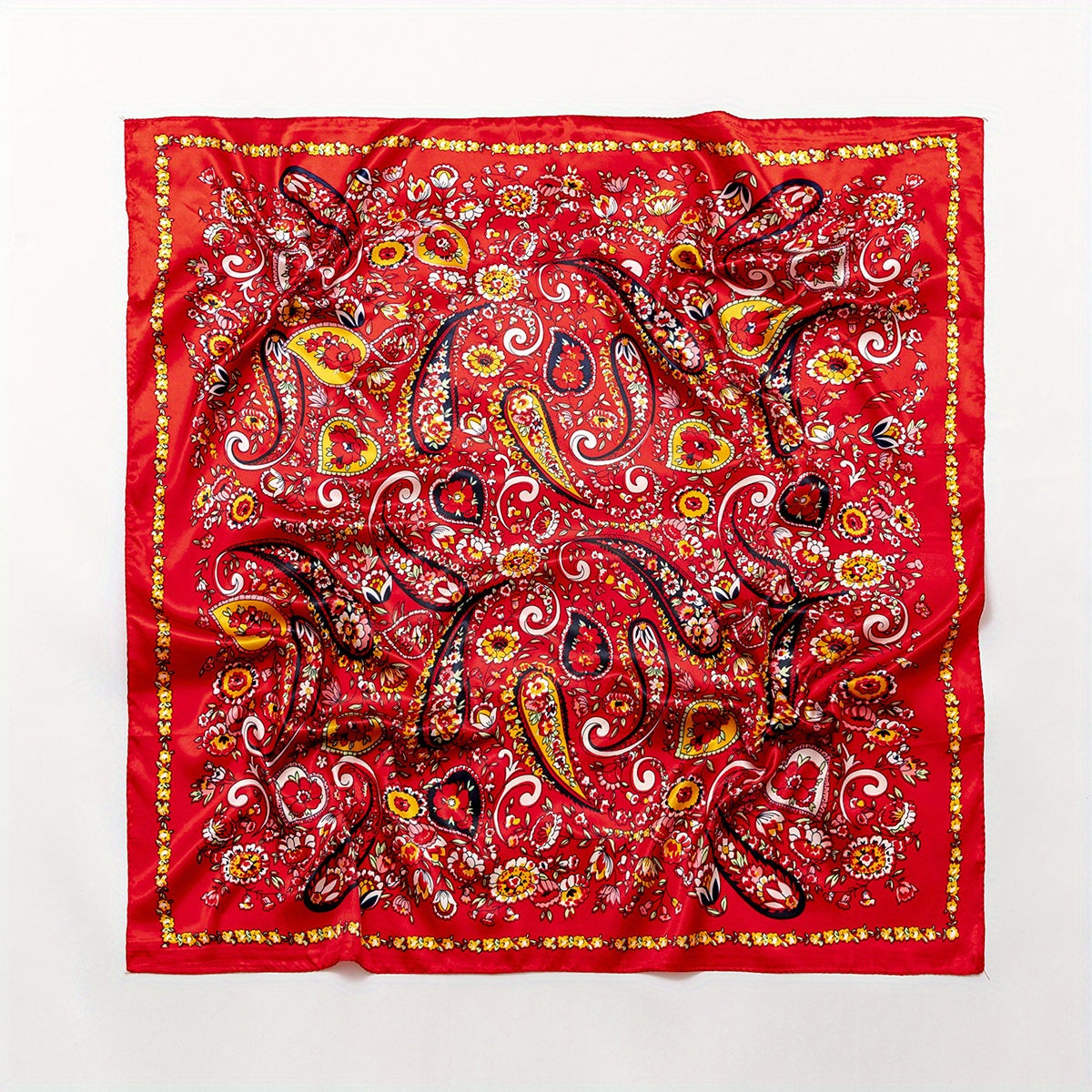Colorful Paisley Print Bandana Silk Scarf Hair Accessories
