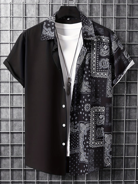 Men's Retro Flower Print Short Sleeve Shirt