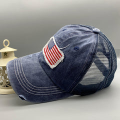Retro Flag Embroidered Baseball Mesh Cap Unisex Sunscreen Breathable Hat