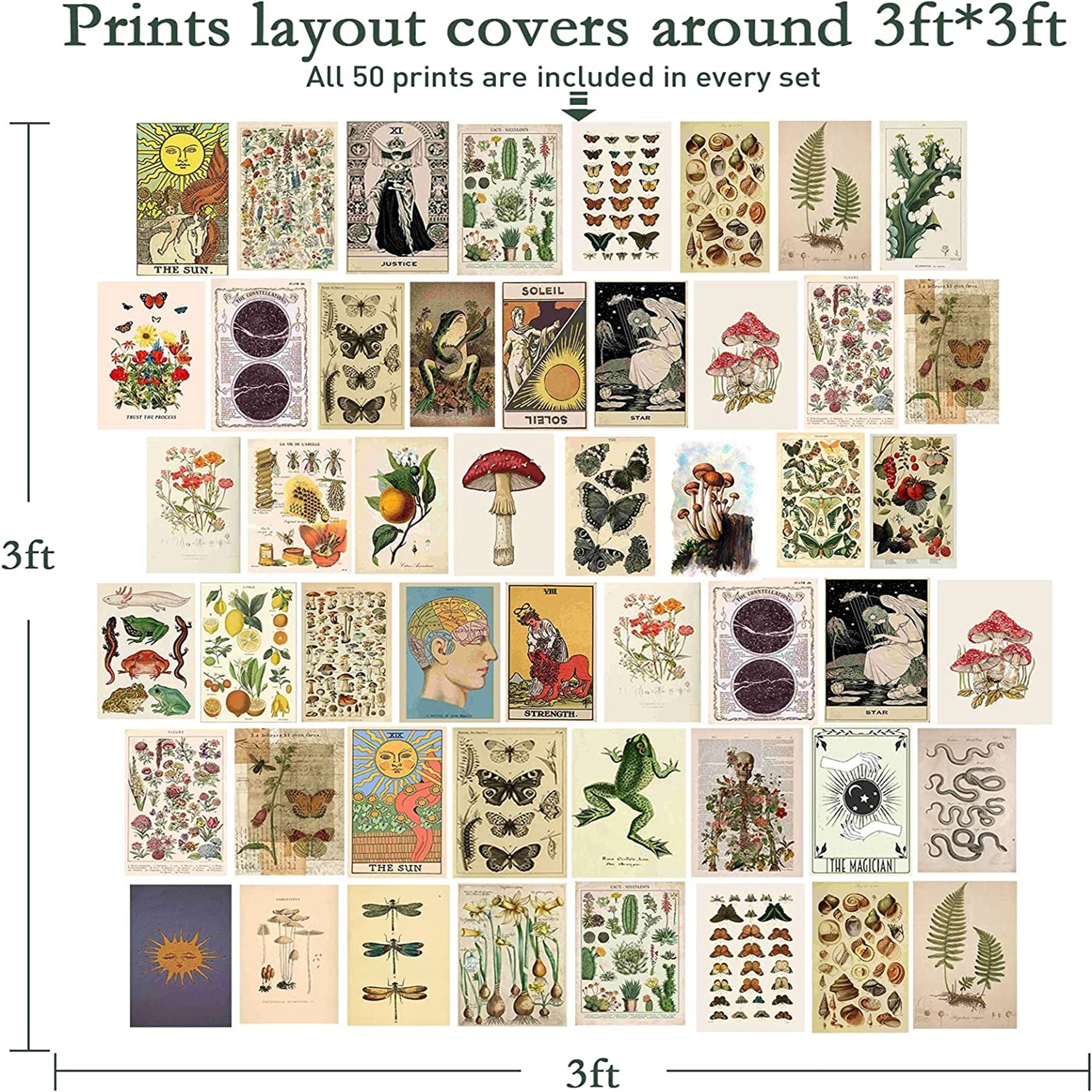 50pcs Retro Wall Collage Kit Small Posters Photo Collection Bedroom Decor