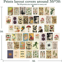 50pcs Retro Wall Collage Kit Small Posters Photo Collection Bedroom Decor