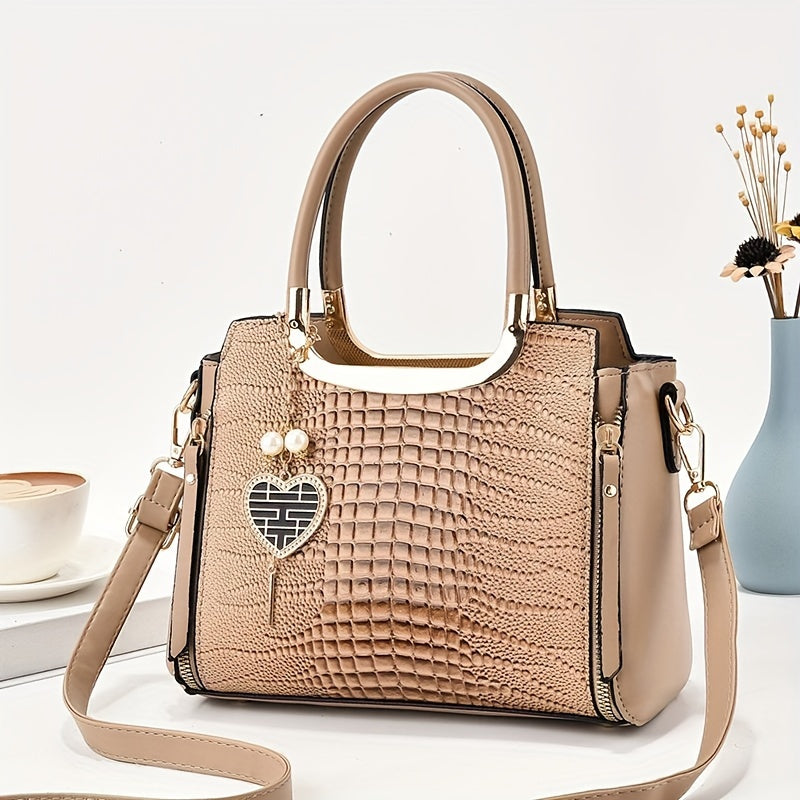 Crocodile Pattern Shoulder & Crossbody Bag