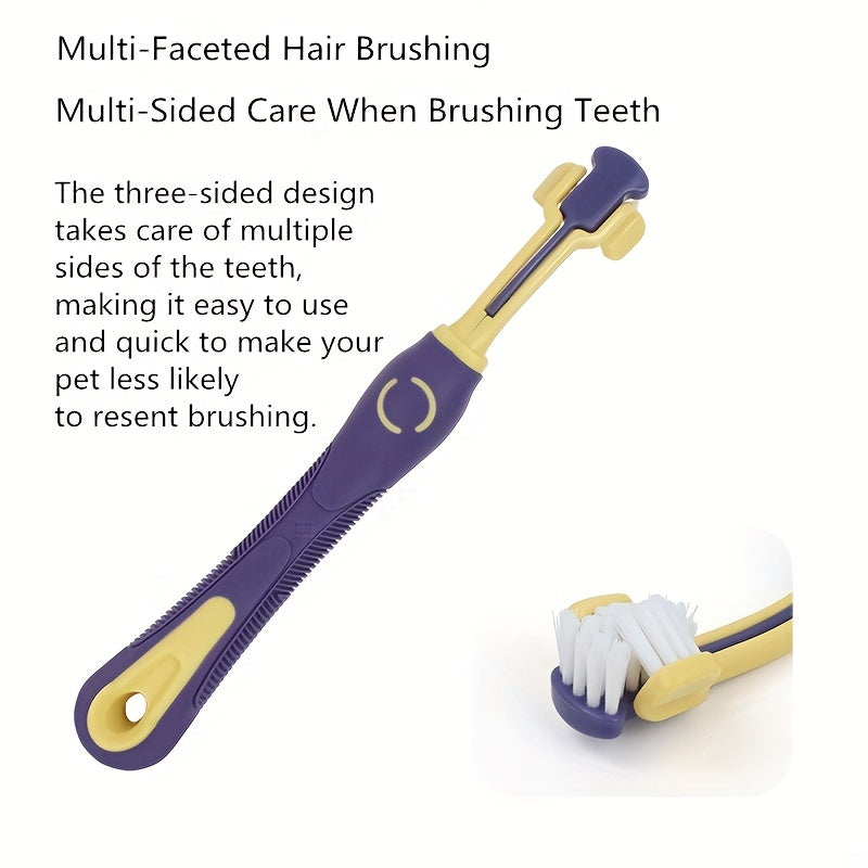 Pet Toothbrush for Teeth Cleaning, Bad Breath Care Supplies, 3-Sided Brush