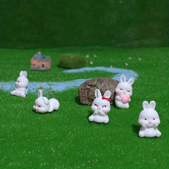 5pcs Mini Rabbit Resin Crafts Garden Potted Landscape Decoration