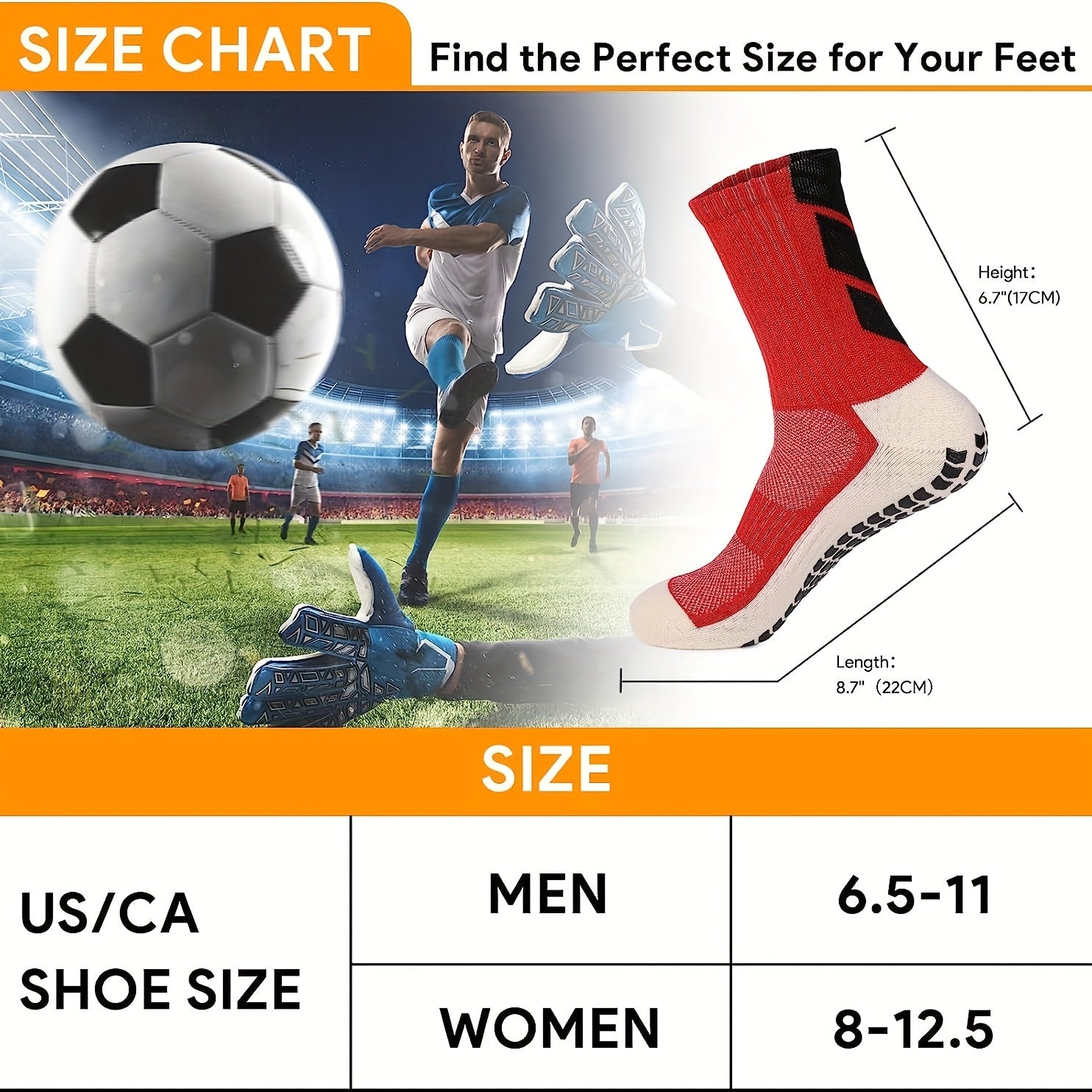 Men's Anti Slip Grip Soccer Socks - Training Sports Athletic Socks