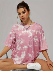 Tie Dye Workout T-shirt Short Sleeve Crew Neck Top