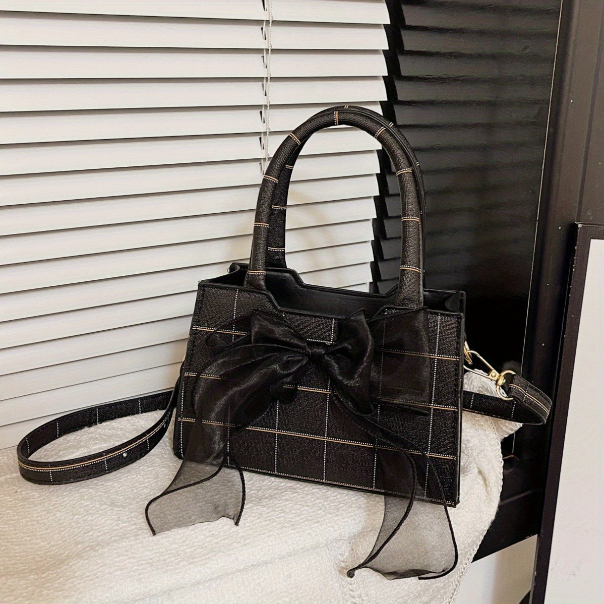 Plaid Crossbody Bag Canvas Top Handle Bag Purse Classic Shoulder Bag