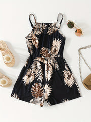 Girls Feather Cami Rompers for Beach Vacation