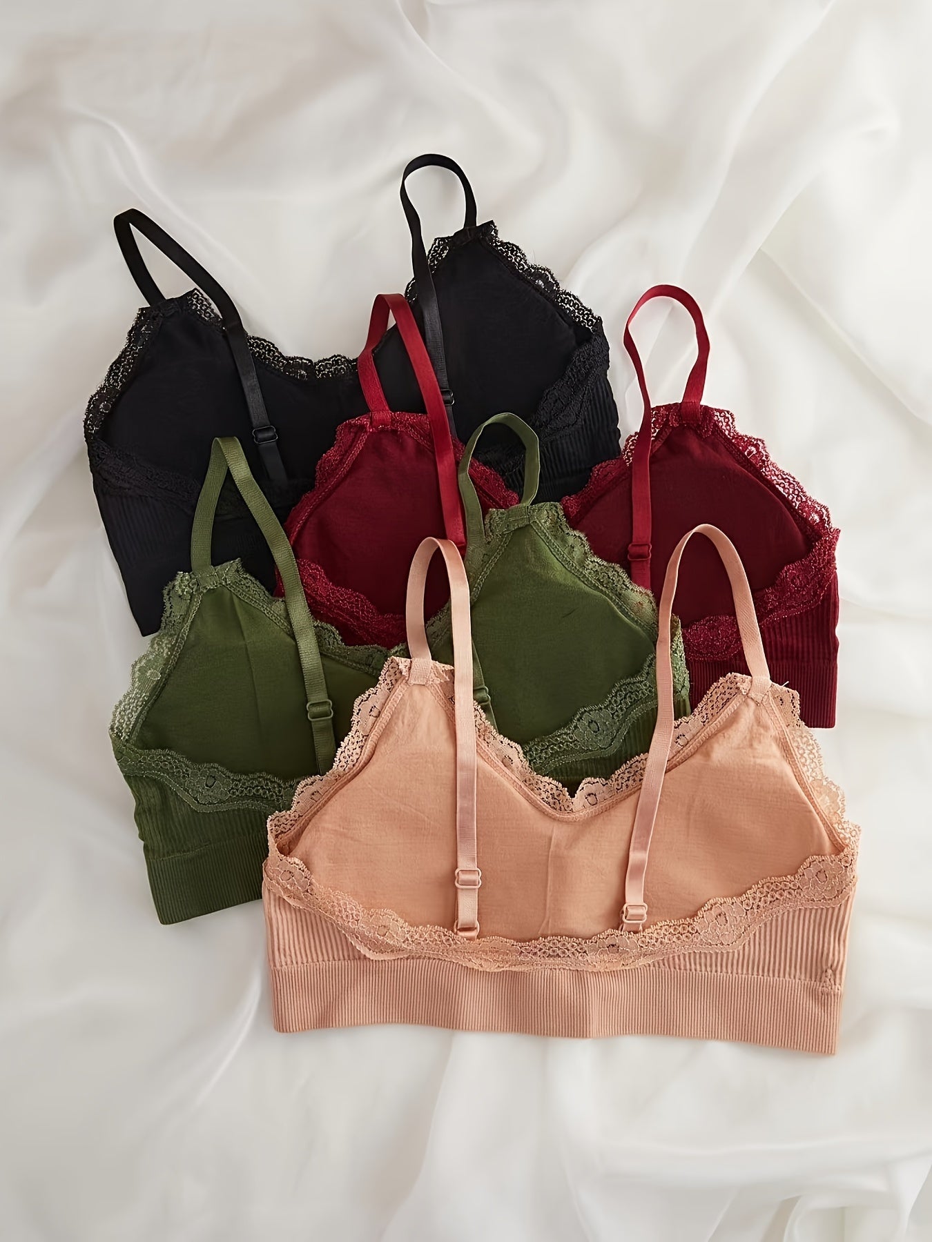 4 Pcs Lace Wireless Bra Comfy & Breathable Intimates Bralette Women's Lingerie