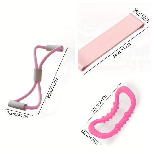4pcs Yoga Set 8 Shaped Puller & 2 Stretching Rings for Indoor Workout