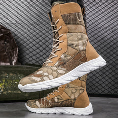 Camouflage Faux Leather Military Combat Boots