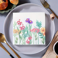 20pcs Wildflower Leaf Printed Napkins - Floral Cactus Paper Napkins