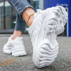 Women's Breathable Mesh Platform Sneakers Casual Lace Up Outdoor Shoes