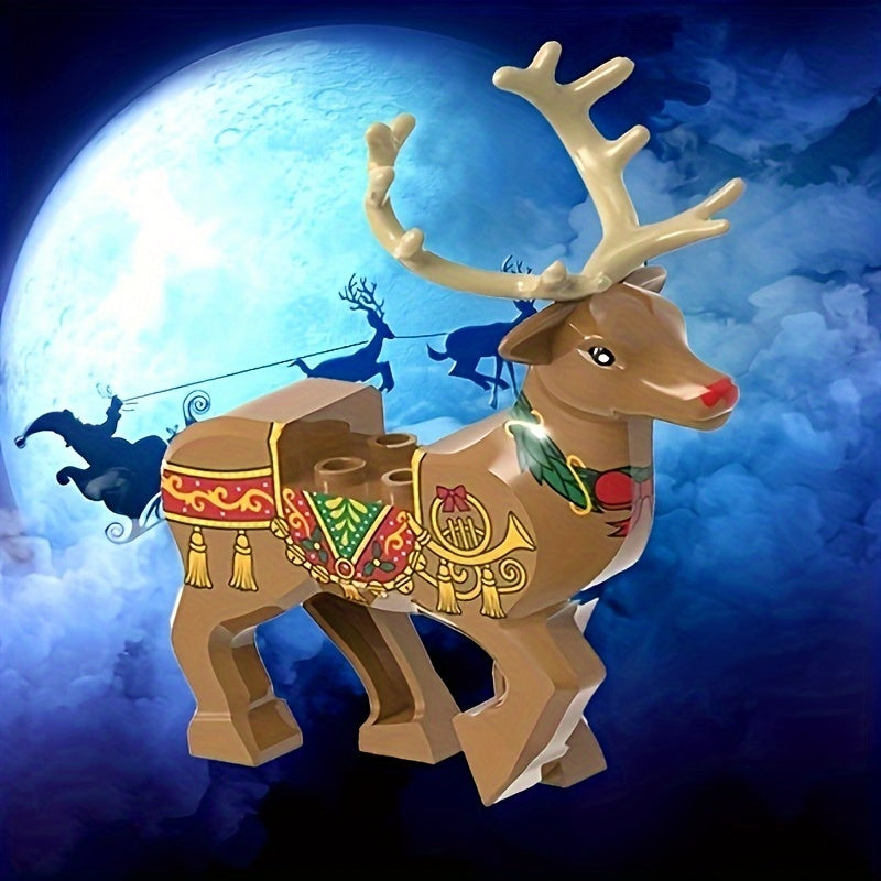 Christmas Santa's Elk Building Block Ornaments Christmas Scene Building Blocks