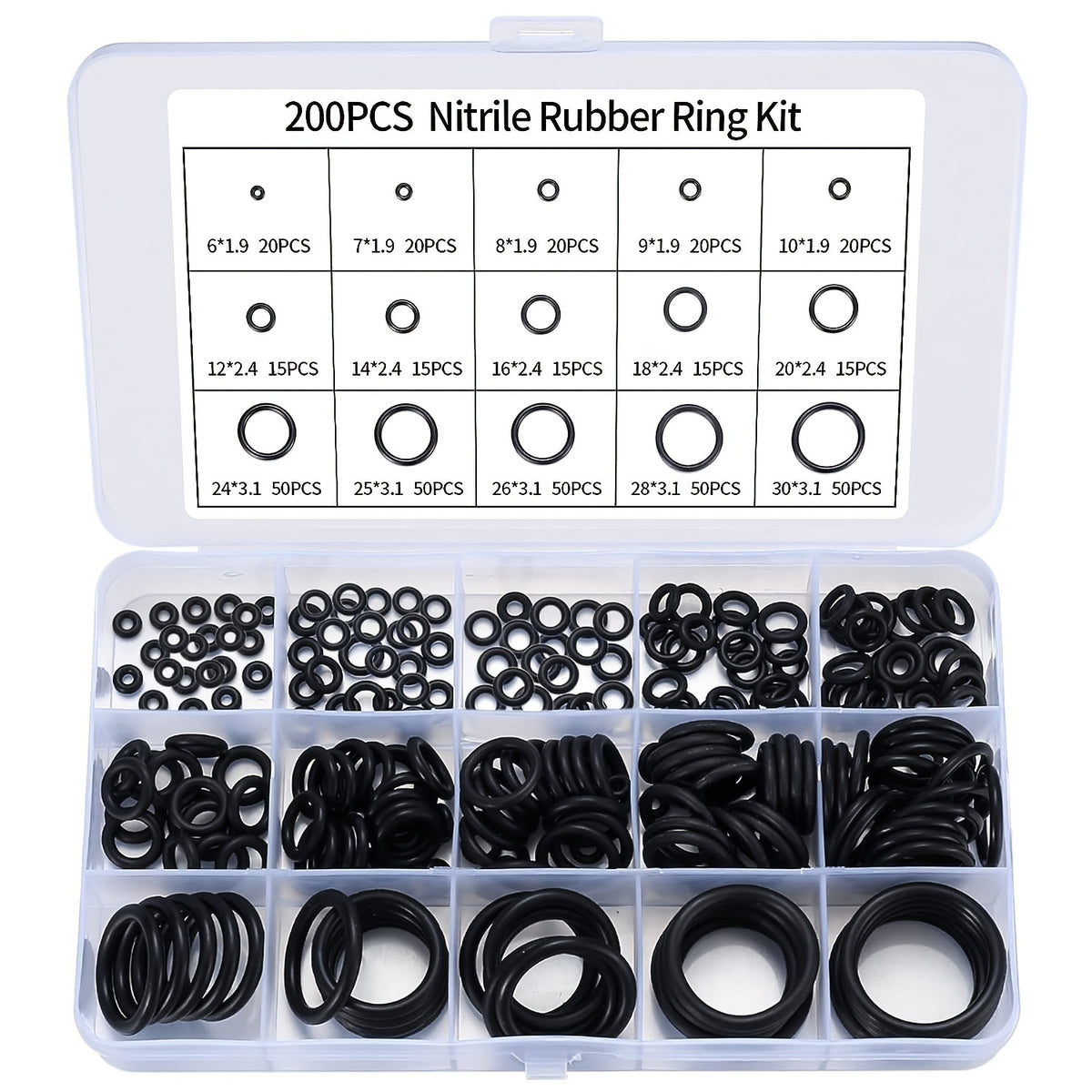 200 Pcs O Rings Gasket Kit Plumbing Rubber Washers