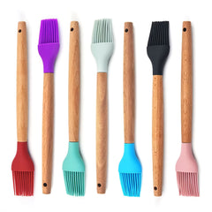 Silicone Applicator Brush Wooden Handle Heat Resistant Pastry Brush