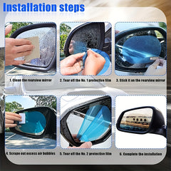 4pcs Car Rearview Mirror Film Rainproof Anti Fog Nano Coating